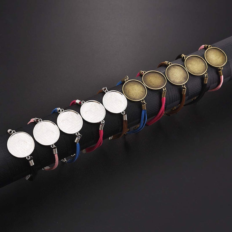 DROLE 40Pcs 25mm Adjustable Leather Cabochon Bracelet Blanks Set-20Pcs Bracelet Bezel for Jewelry Making and 20Pcs 25mm Transparent Glass Dome Cabochon for Bracelet Making Multi-25mm C - Image 3